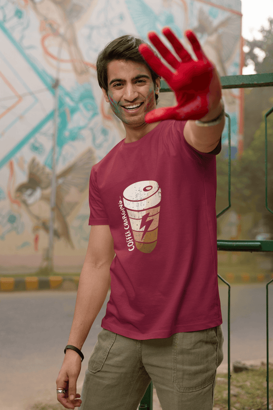 Coffee Charging Round Neck | Unisex T- Shirt