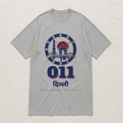 011 Dilli oversized T-shirt in grey melange, flat lay front view – Bonzo Peter's