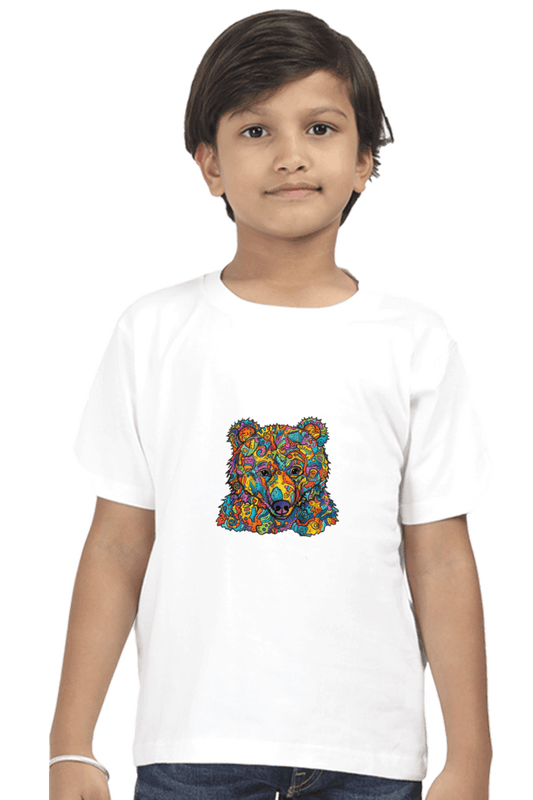 Colorful Bear Kids Round Neck Tshirt