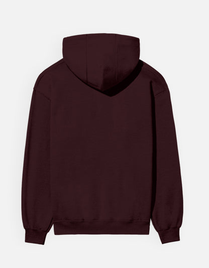 Moon Phase hoodie in Maroon – plain back view, Bonzo Peter's