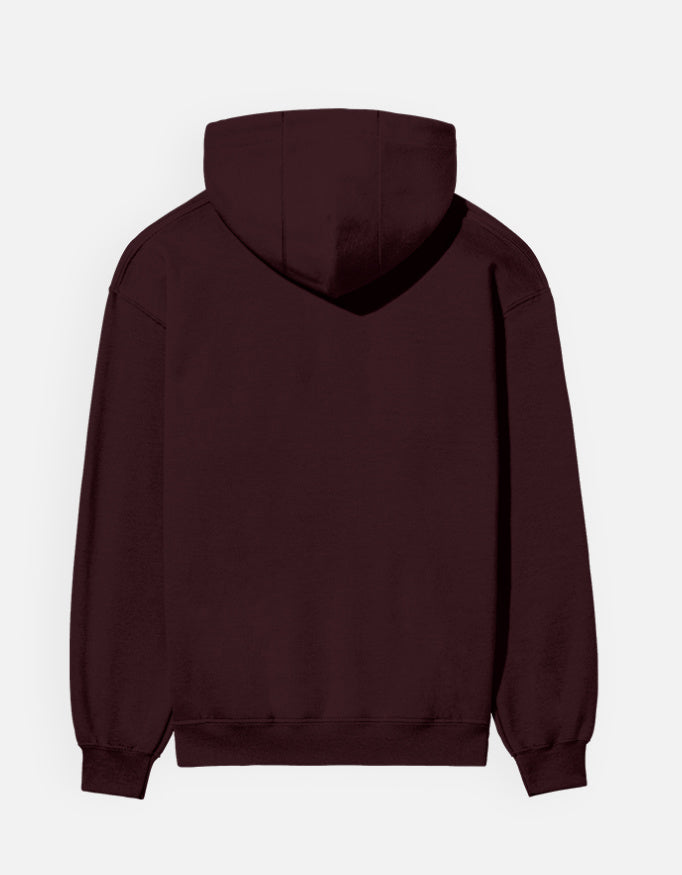 Snow Leopard hoodie in Maroon – plain back view, Bonzo Peter's