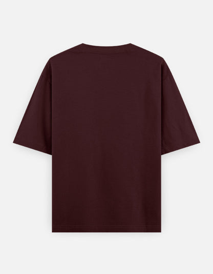 Karm Nahi Kaand Karo oversized T-shirt in Maroon – plain back view, Bonzo Peter's