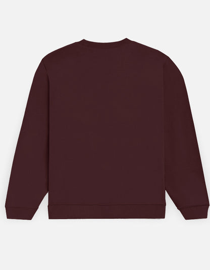 Snow Leopard sweatshirt in Maroon – plain back view, Bonzo Peter's