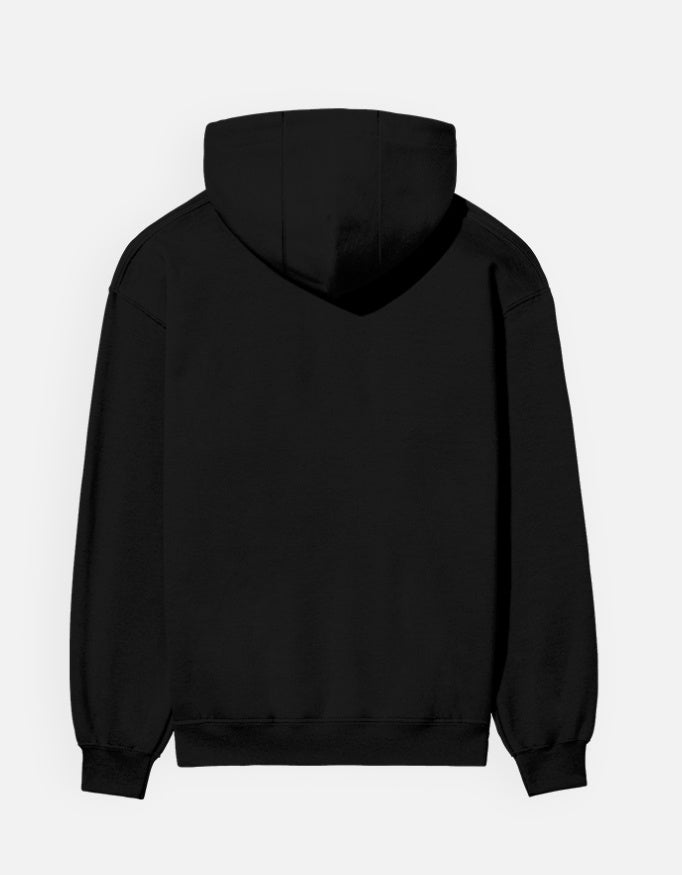 Snow Leopard hoodie in Black – plain back view, Bonzo Peter's