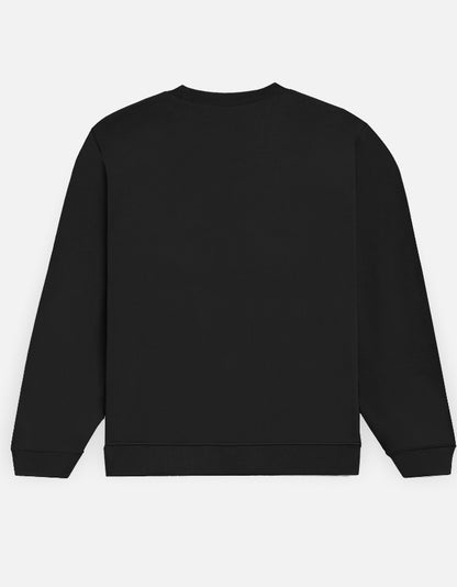 Retro Sunset Badge sweatshirt in Black – plain back view, Bonzo Peter's