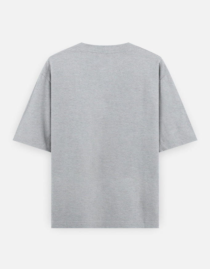 080 Bengaluru oversized cotton T-shirt in Grey Melange – plain back view