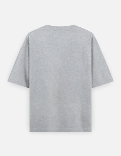 080 Bengaluru oversized cotton T-shirt in Grey Melange – plain back view