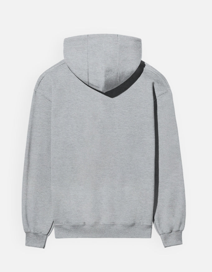 Surfing hoodie in Grey Melange – plain back view, Bonzo Peter's