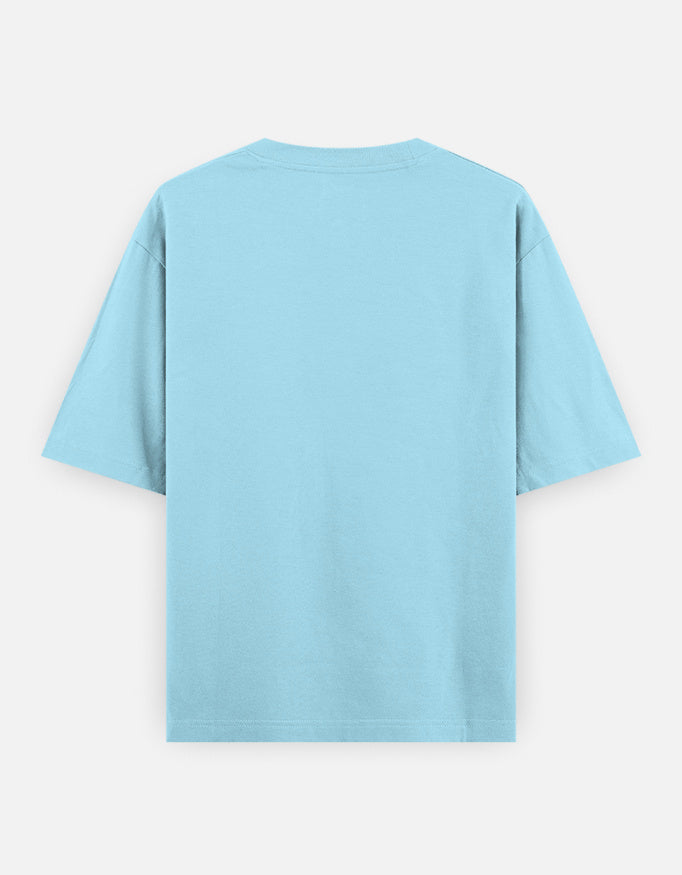 022 Mumbai oversized cotton T-shirt in Baby Blue – plain back view