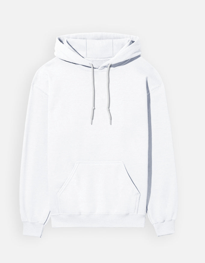 Arise hoodie in White – plain front view, Bonzo Peter's